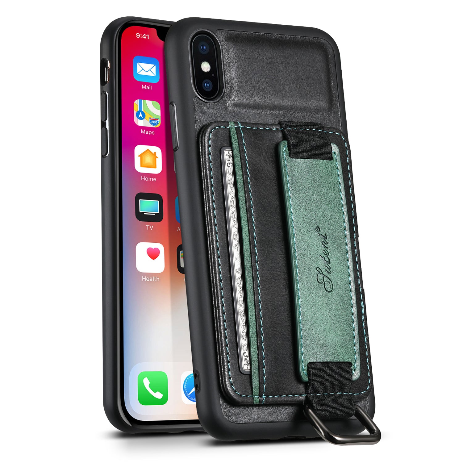 SUTENI H13 Hand Strap Kickstand Phone Case for iPhone XS Max Card Holder PU Leather Coated PC TPU Cover SUTENI H13 Hand Strap Kickstand Phone Case for iPhone XS Max Card Holder PU Leather Coated PC TPU Cover
